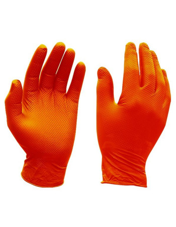 Heavy Duty Orange Nitrile Gloves Large Disposable pack of 50 - JEFGLNIO-50L
