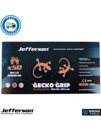 Heavy Duty Orange Nitrile Gloves Large Disposable pack of 50 - JEFGLNIO-50L