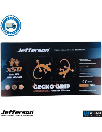 Heavy Duty Orange Nitrile Gloves Medium Disposable pack of 50 - JEFGLNIO-50M