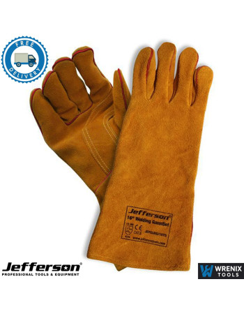 JEFGLWG-16YS 16" Welding Gauntlets Heat Resistant Leather Gloves for Automotive