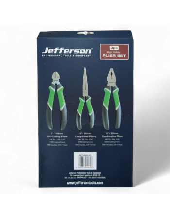 JEFPLIGENH-03 3pc Hi-Vis Plier Set CR-V Side Cutter Long Nose Combo