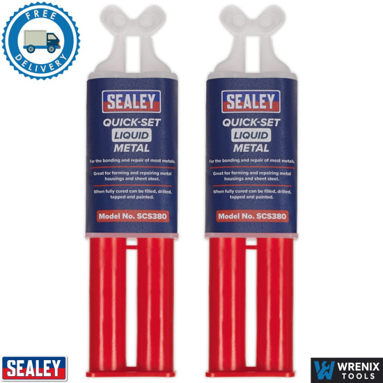 2x Sealey SCS380 Liquid Metal 25ml Quick Set Automotive Metal Repair Compound