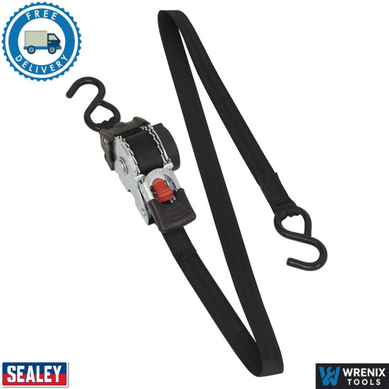 Sealey Auto Retractable Ratchet Strap 25mm x 3m Tie Down Strap - ATD25301