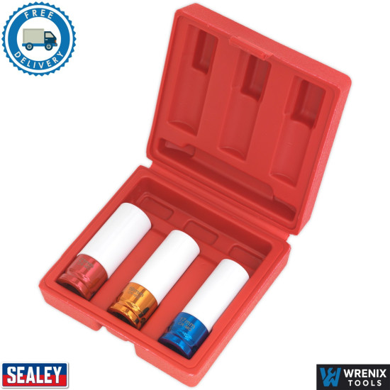 Sealey SX031 Alloy Wheel Impact Socket Set 1/2" Sq Drive 3pc