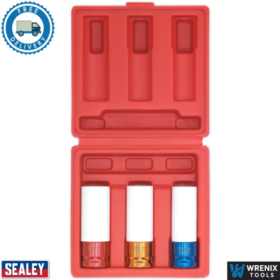 Sealey SX031 Alloy Wheel Impact Socket Set 1/2" Sq Drive 3pc