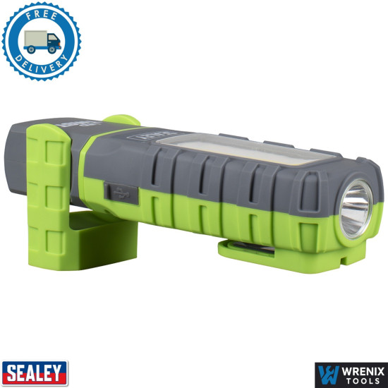 Sealey LED601G Rechargeable LED Twist Inspection Work Light 5W COB 1W SMD