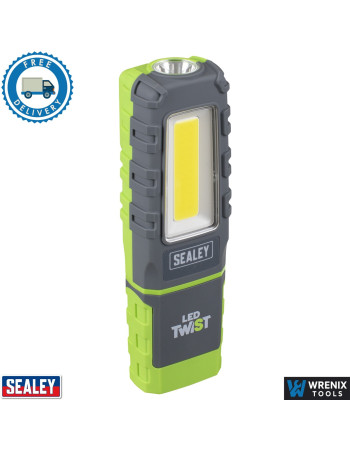 Sealey LED601G Rechargeable LED Twist Inspection Work Light 5W COB 1W SMD