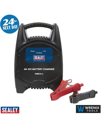 Sealey DSBC4 Battery Charger 12V 4Amp 230V Automatic Car / Bike / Van 12-48Ah